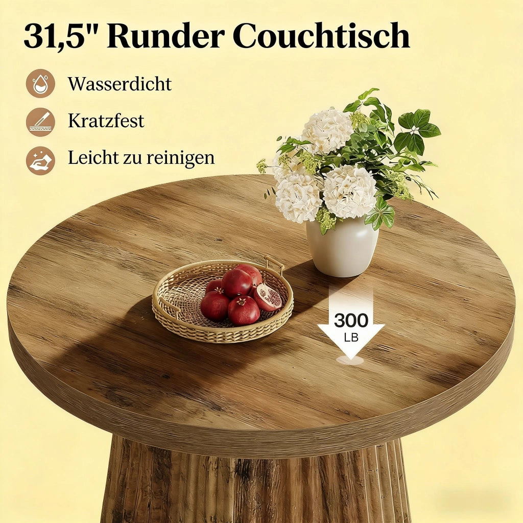 TAVOLINO DA CAFFÈ Rotondo 80 cm MDF Marrone
