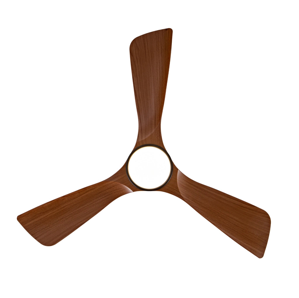 Ventilatore da soffitto con luce LED e motore DC reversibile nero e noce scuro HAVRYA