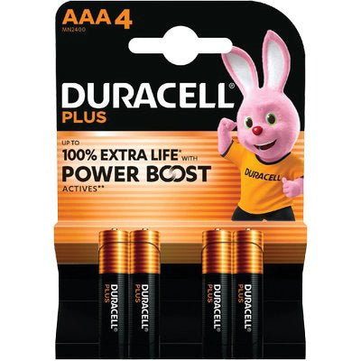 PILA MINI STILO AAA PLUS POWER BOOST DURACELL - ALCALINA VOLT 1,5 CF=PZ 4- 10 confezioni