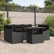 Set da Pranzo per Giardino con cuscino 7 pcs Nero e Marrone 3349792