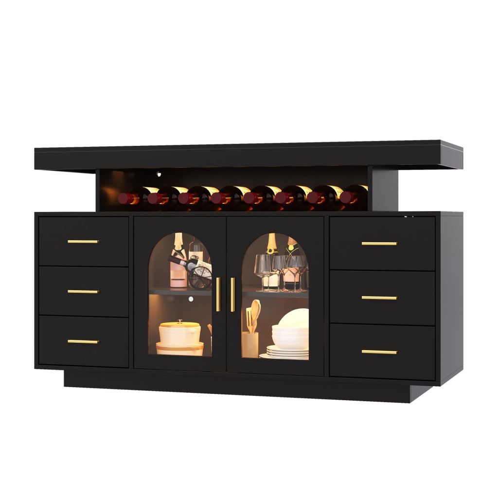 ARMADIO Portavino con LED RGB 140x40x82 cm Nero in MDF