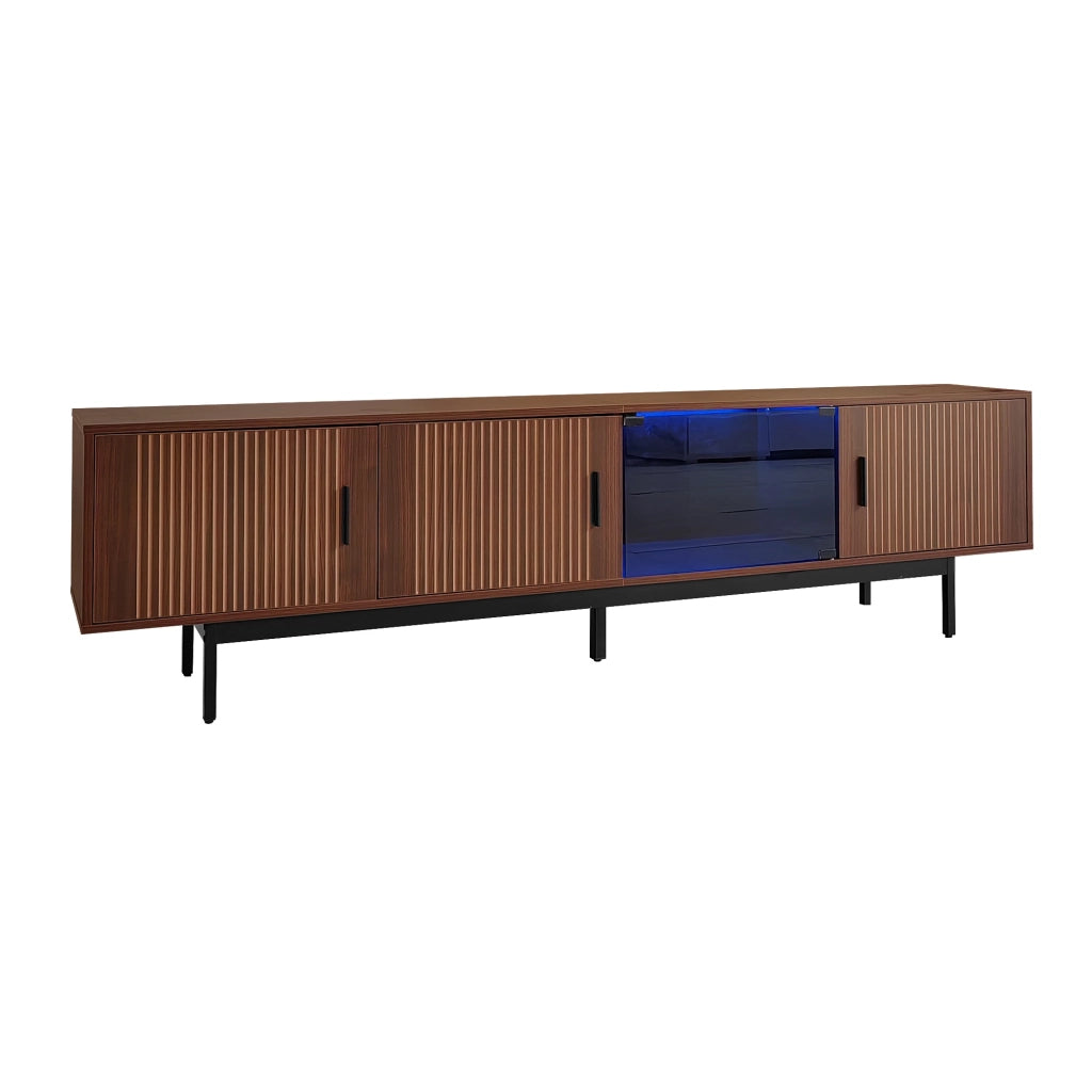 Mobile TV con striscia LED controllabile via app e Bluetooth marrone noce e nero 200 × 35 × 53 cm