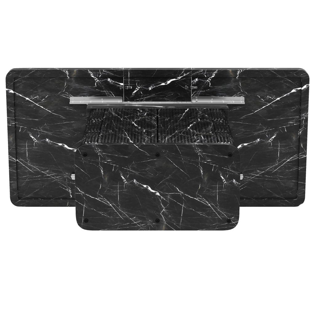 Tavolo allungabile da pranzo con vano contenitore piano estensibile e piedi regolabili in MDF e metallo nero
