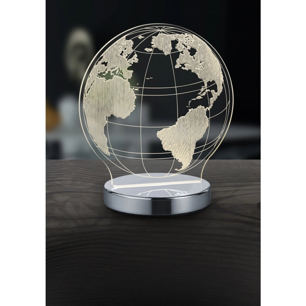 LAMPADA LED DA TAVOLO GLOBE 7W H20CM CROMO.