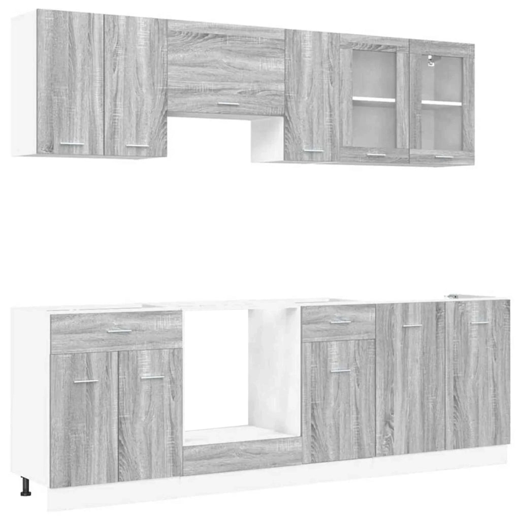 Set di mobili da cucina con cassetto Lyon 8 pcs Grigio Sonoma