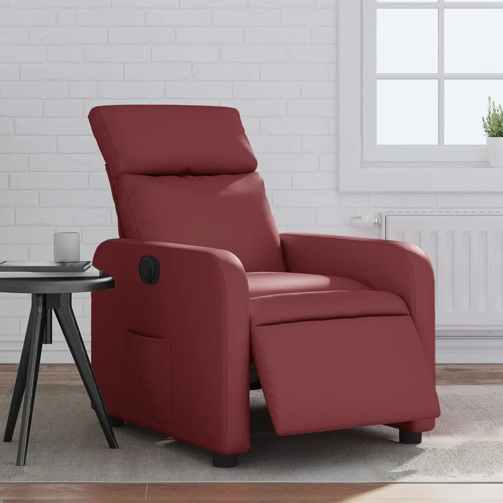 Poltrona Reclinabile Elettrica Rosso Vino in Similpelle 3206739