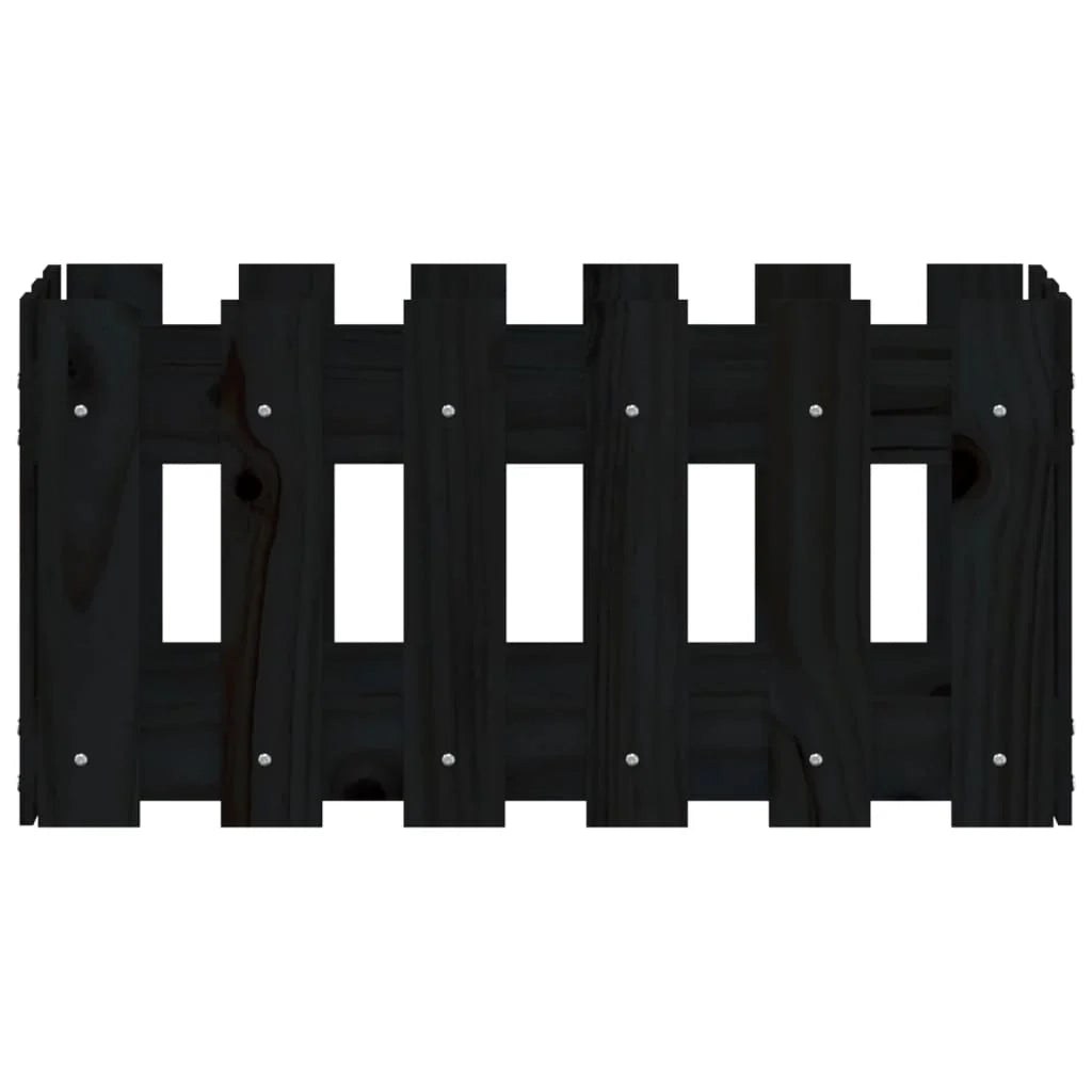 Fioriera rialzata per piante fiori e terrazze con design a recinzione 60 x 30 x 30 cm pino nero massiccio 02_0038105