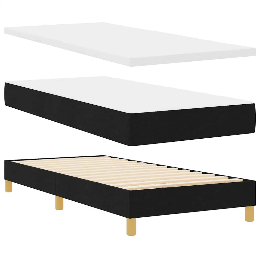 Letto a Sorgente LED con materasso Nero 100 x 200 cm Tessuto