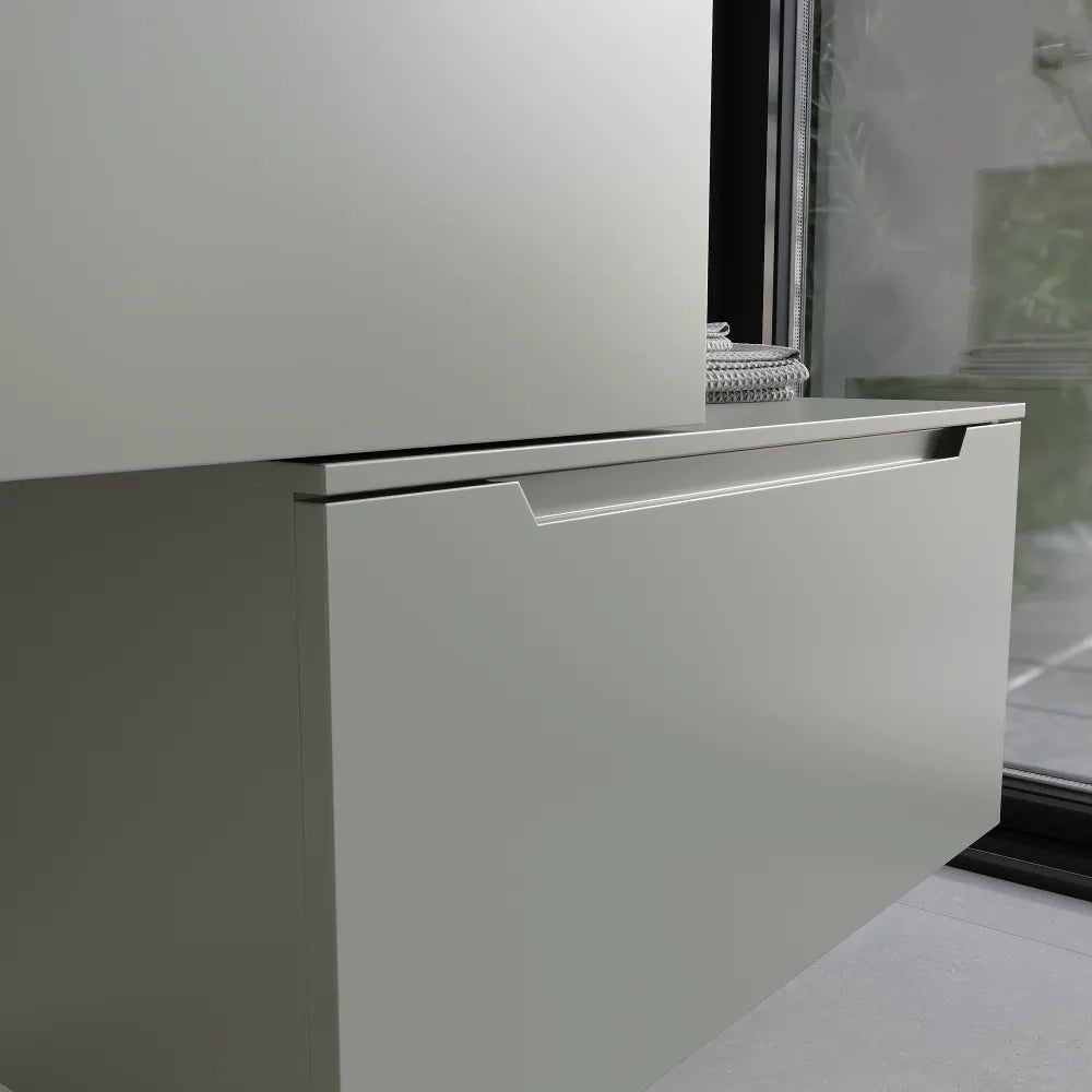 Mobile bagno sospeso modulare 60cm smoke green opaco due cassetti con top | Bako