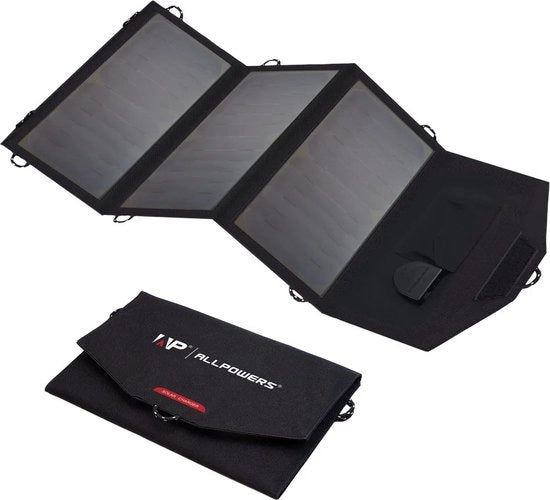 Pannello solare portatile - 21W - Pannello solare pieghevole - Batteria solare portatile - Pannello solare USB - Batteria solare portatile - Energia solare portatile - Adatto per cellulare, fotocamera e laptop - Impermeabile