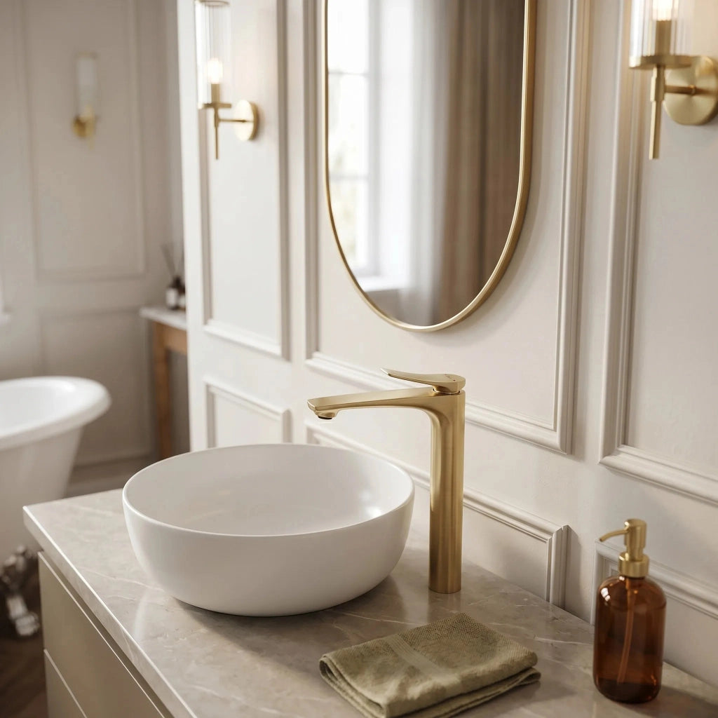Rubinetto Da Lavabo Premium Rea Vision Brush Gold High