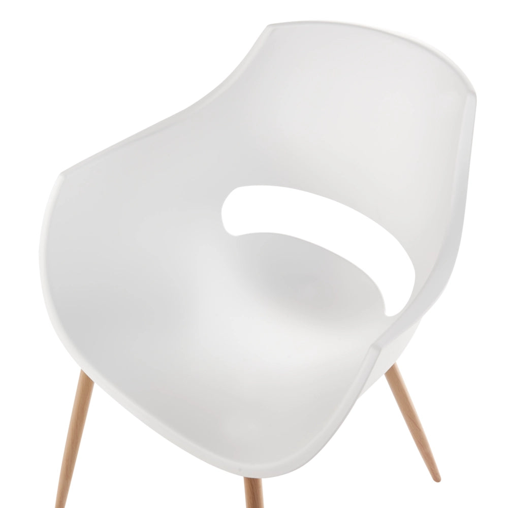 Set di 4 sedie da pranzo Bianco Seduta sintetica Gambe in metallo Seduta moderna semplice e minimalista