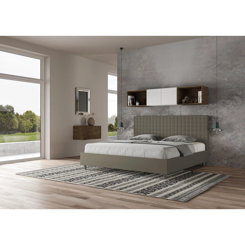 Letto imbottito Matrimoniale 190x190 cm Sunny - Similpelle,Cappuccino,Con rete
