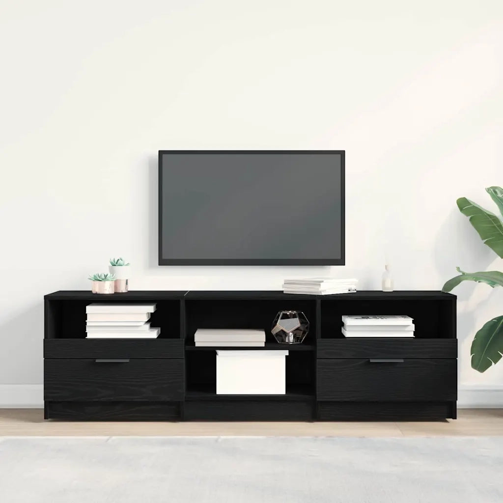 Mobile TV 150 x 33,5 x 45 cm Rovere Nero Legno ingegnerizzato