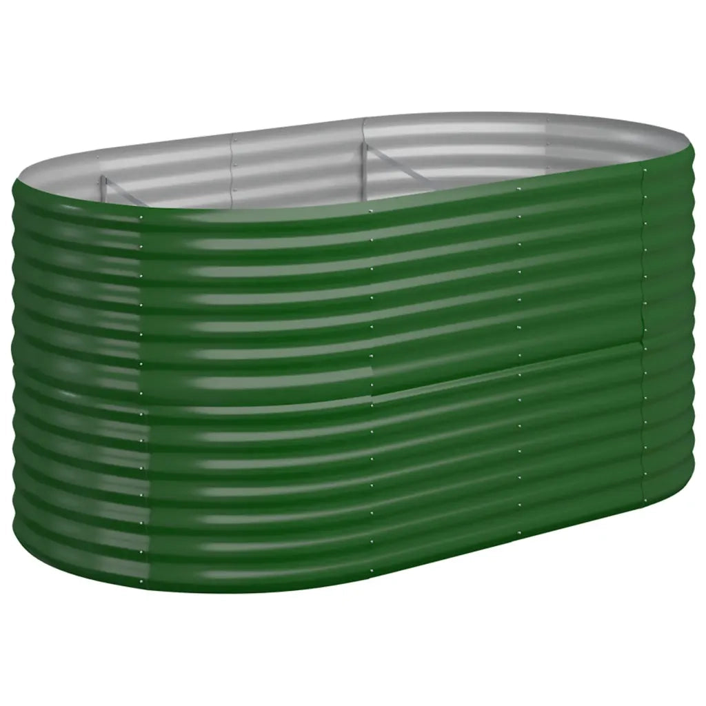 Aiuola ovale rialzata per ampi spazi esterni 152 x 80 x 68 cm in acciaio zincato verde 02_0046571