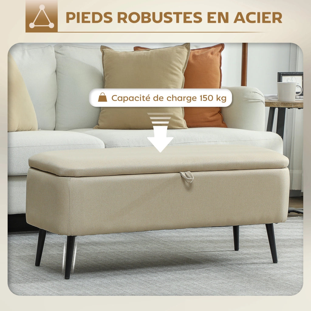 Divanetto imbottito con contenitore ¨C Minimal ¨C beige 102x40x39,5 cm