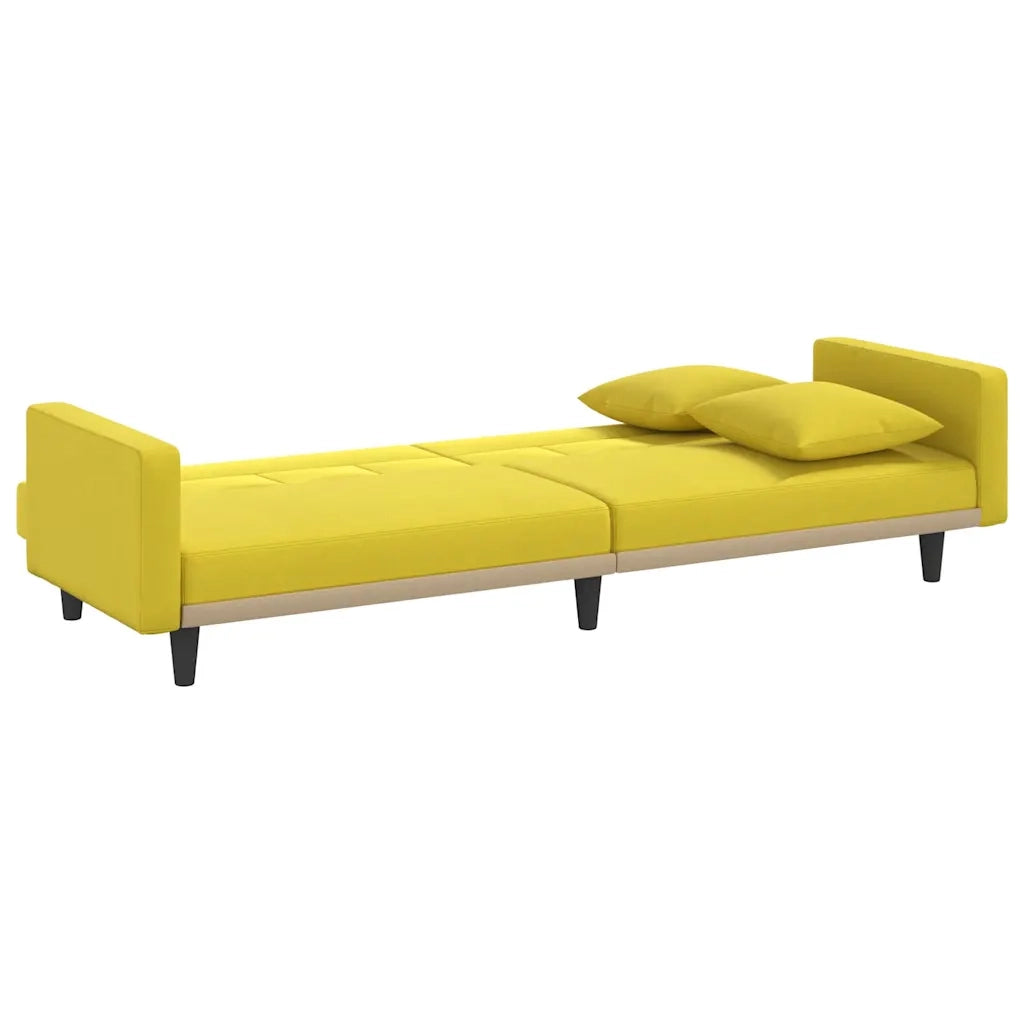 Divano letto | Sof¨¤ letto | Letto singolo con Cuscini Giallo Chiaro in Tessuto