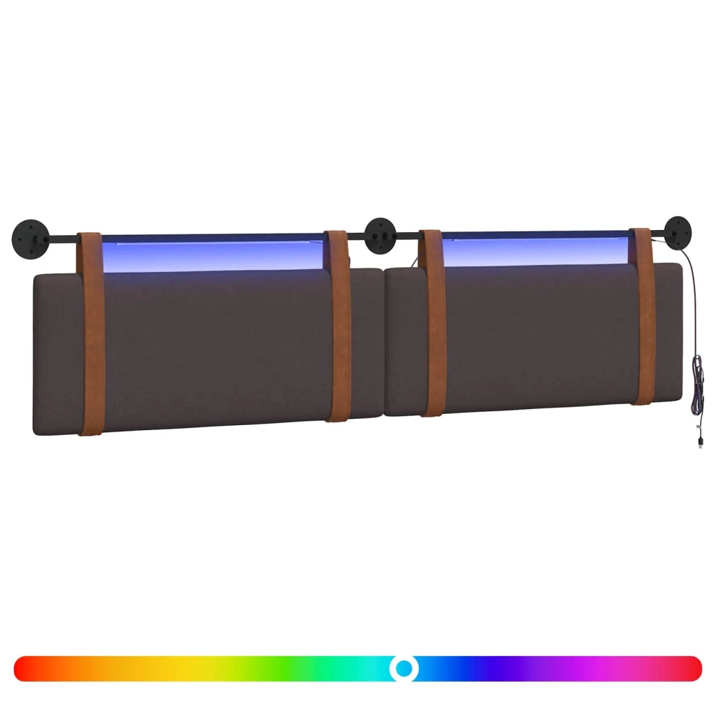 Testiera | Testata sospesa Con luce LED Marrone Scuro PU Antico