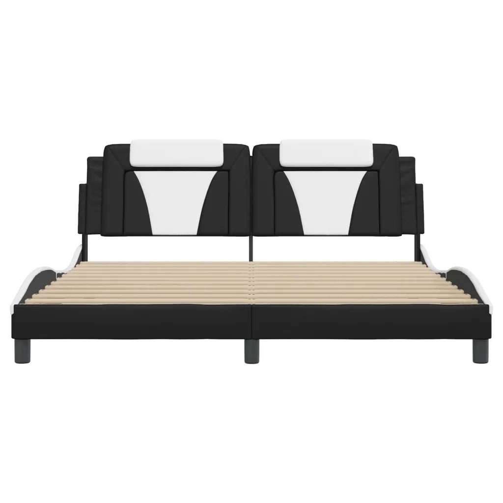 Giroletto Viana con LED senza Materasso-Struttura Letto Nero e Bianco 180x200 cm
