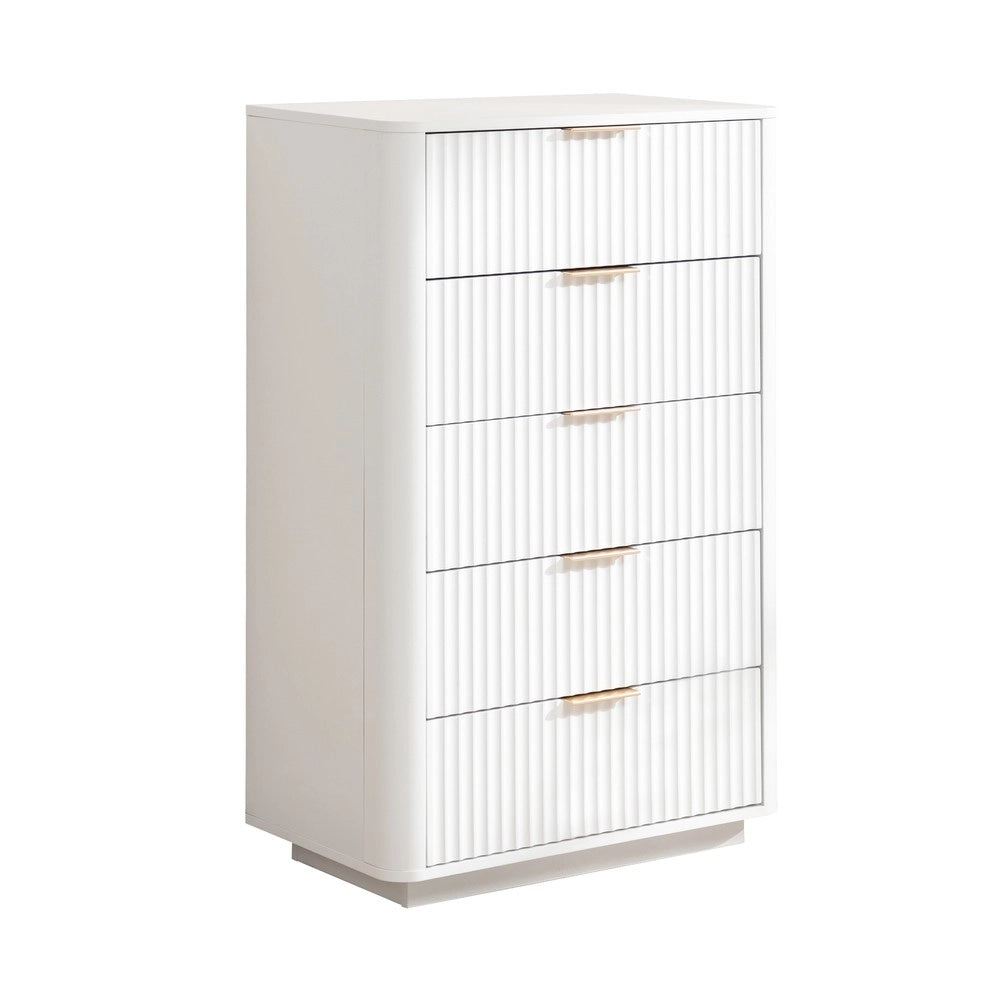 Cassettiera 5 Cassetti ¨C MINIMAL ¨C Bianco, MDF, Maniglie in Metallo