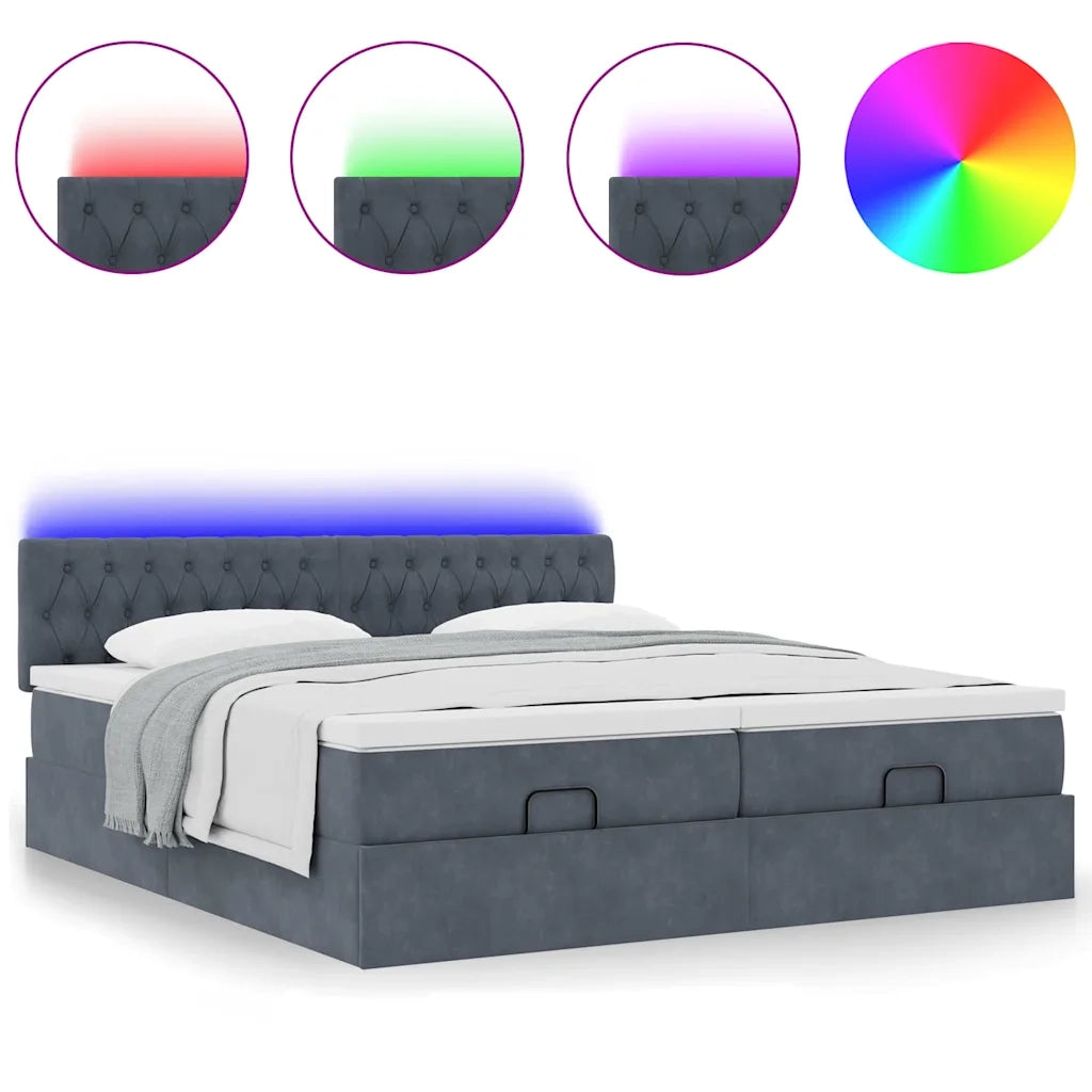 Struttura Letto Pouf con Materassi 160x200 cm in Velluto