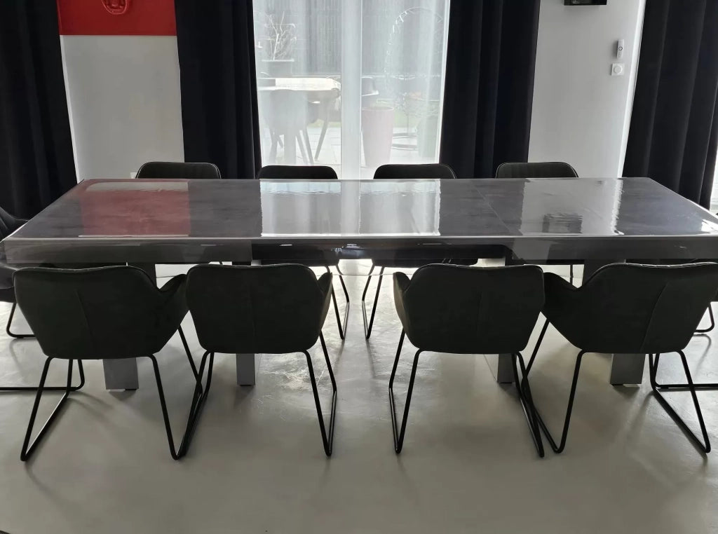 Tavolo nobilitato finitura beton l.180 p.100 h.76 (aperto 480cm ) (1637) - Mobili 2G