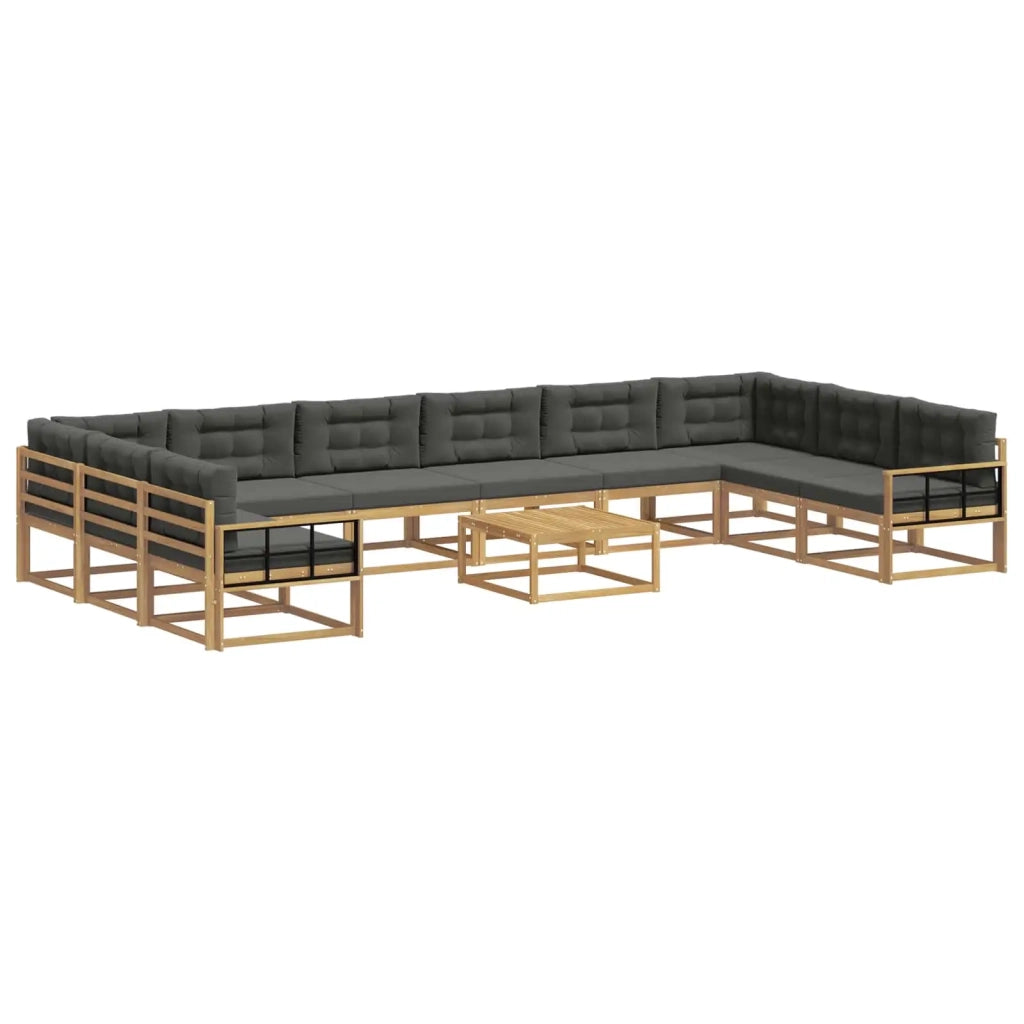Set di divani da esterno 11 pz Bianco e Antracite 3387151