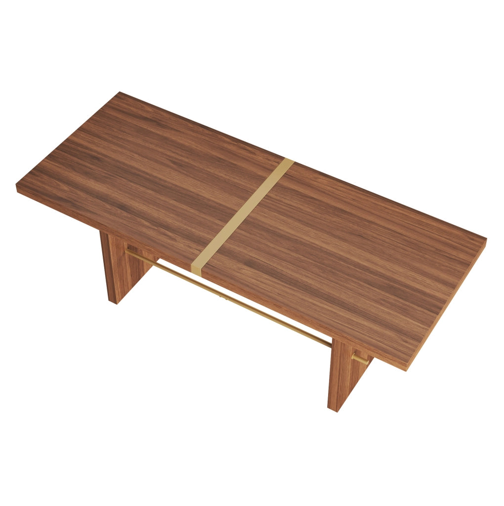Tavolo da pranzo in MDF noce e oro 180 x 75 cm