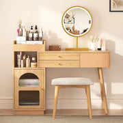Coiffeuse con specchio LED e illuminazione 3 colori - Xylo - L120/H90/P40 cm - Legno