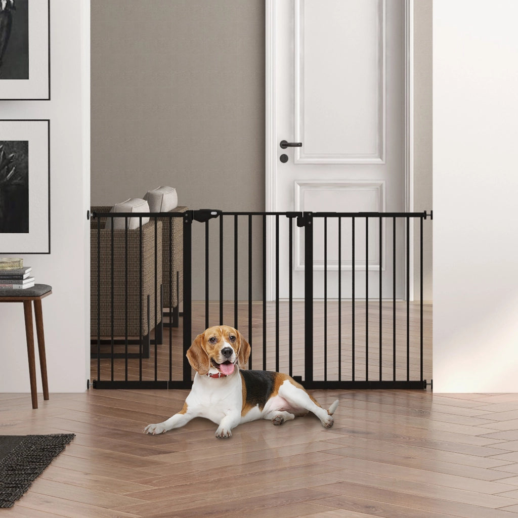 Cancelletto di Sicurezza per Porte e Scale in Metallo Nero, con Estensioni, 136,3 x 76,2 cm