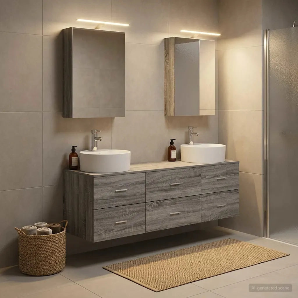 Set di mobili per il bagno 5 pz Sonoma grigio 3406876