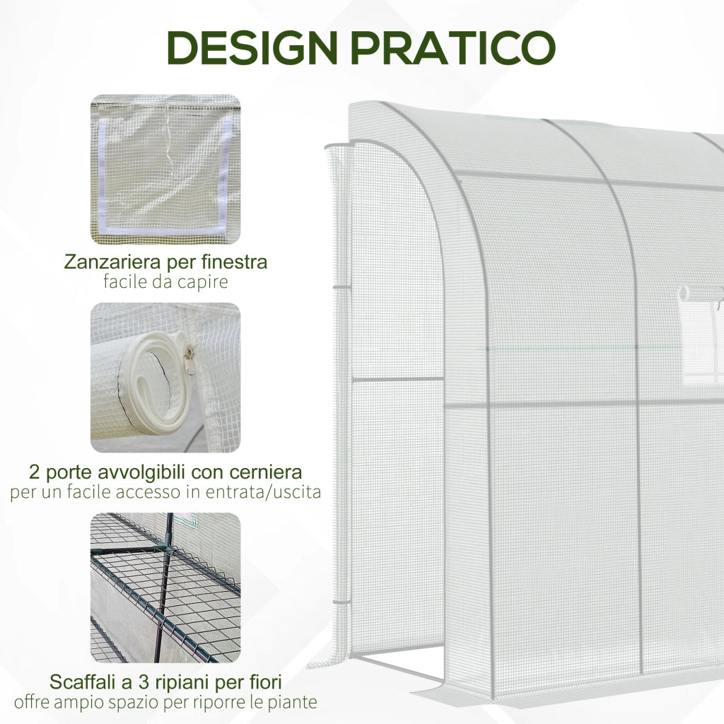 Serra da Giardino a 3 Livelli ¨C Zephmum ¨C Verde e Bianco, PE e Acciaio, 200x100x215 cm