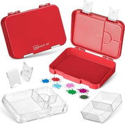 Bento Box 4 Compartimenti con Colori Vivaci Rosso e Bianco