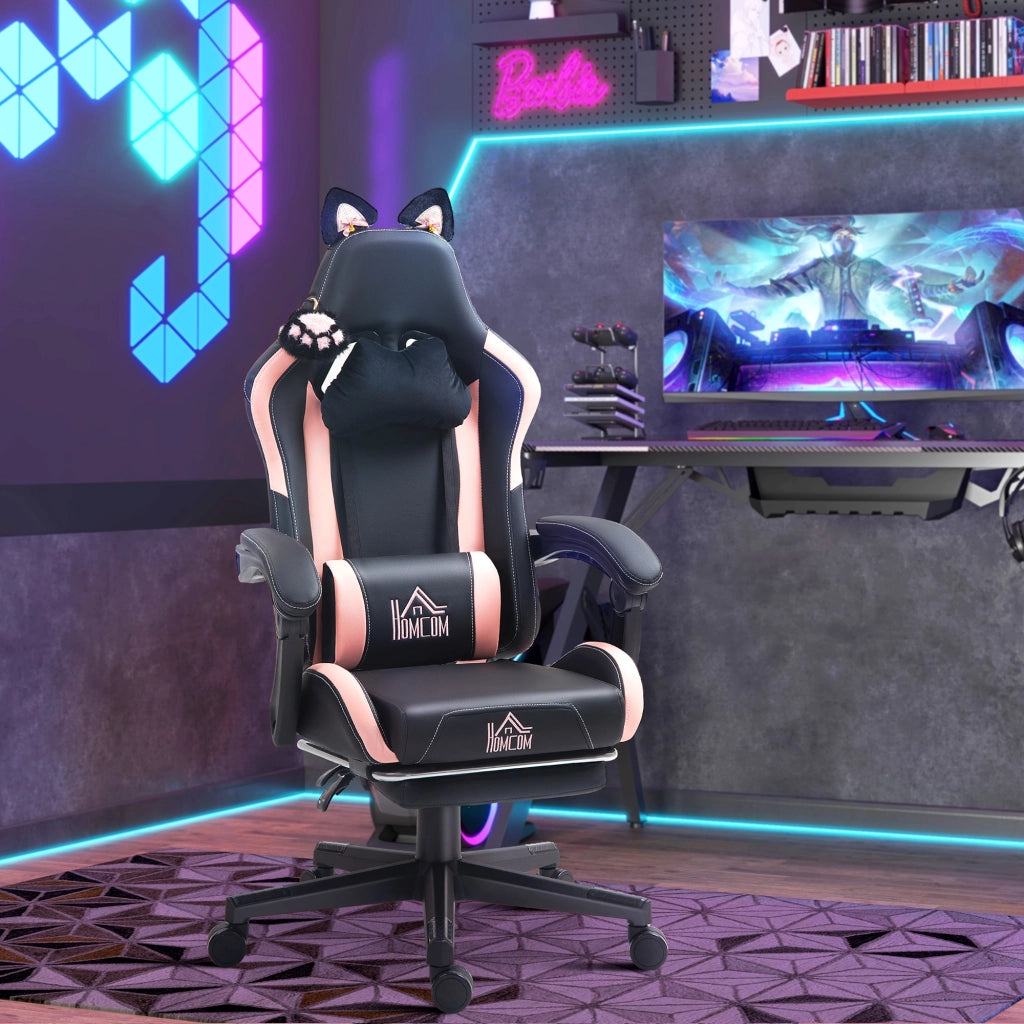 Poltrona da gaming con orecchie da gatto ¨C Minimal ¨C rosa/nera