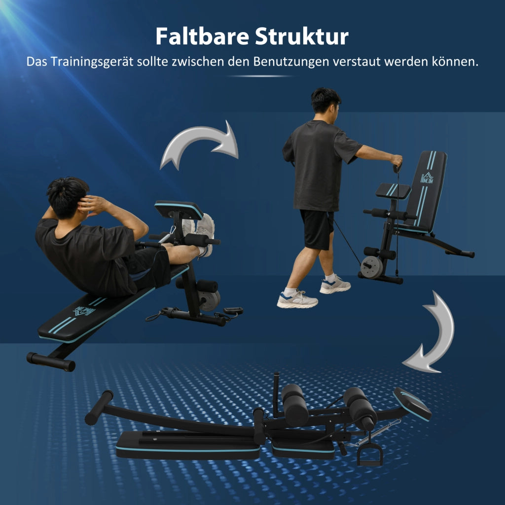 Panca Fitness Pieghevole ¨C Xylo ¨C 7 Posizioni Regolabili, Carico 120kg, Blu