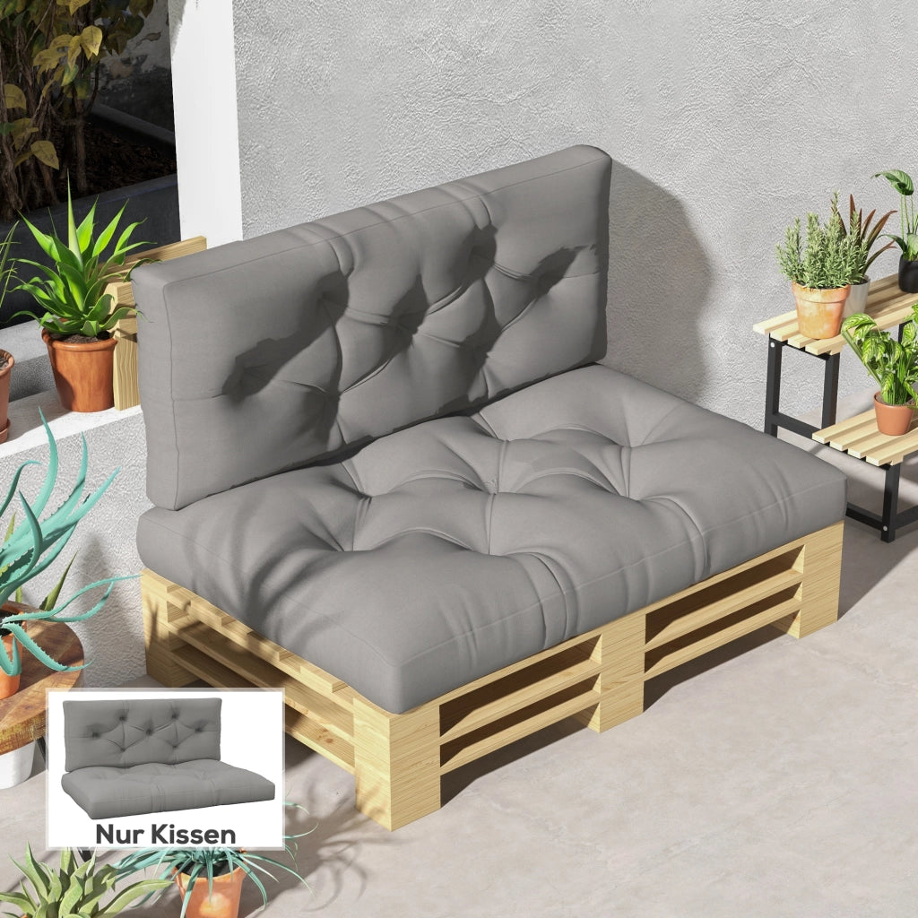 Cuscino sedile Cuscino cuscino con cuciture a bottoni; 120 x 80 x 12 cm; grigio