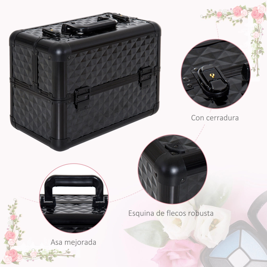 Organizzatore Cosmetici Portatile 4 Livelli ¨C Minimal ¨C 35.5x20x25.5cm Alluminio