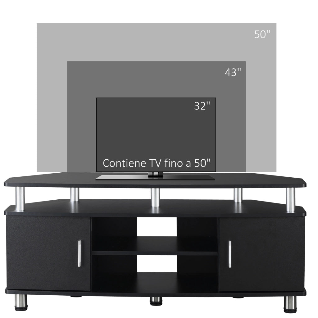 Mobile TV Classico con 2 Ripiani e 2 Ante Nero ¨C Minimal ¨C 120x30x50 cm