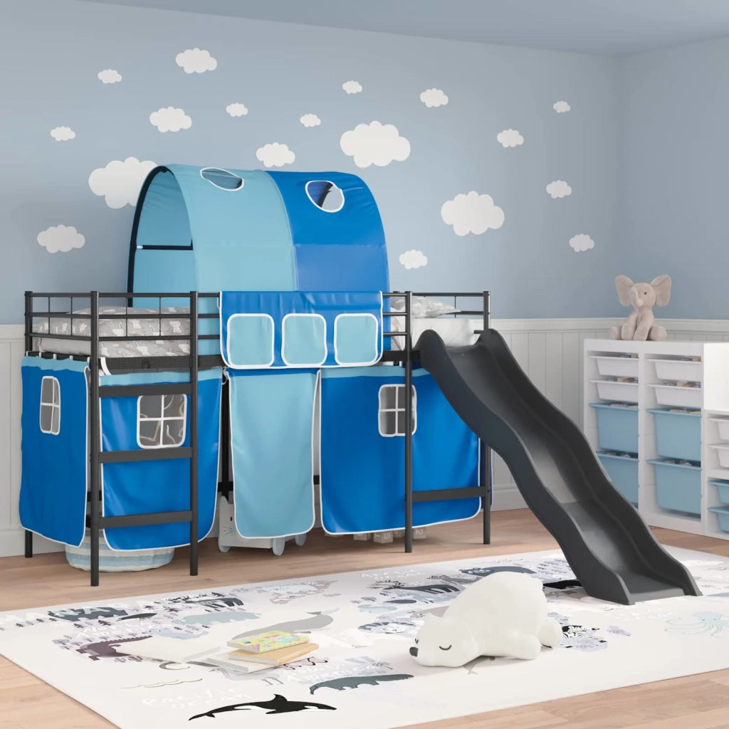 Struttura del letto loft per bambini-Giroletto per bambini Nero e Blu 90 x 190 cm 514993