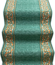 Passatoia Scala Bordata 67x450 cm Ingresso Corridoio Tappeto Cucina Gradini Stile Barocco Verde