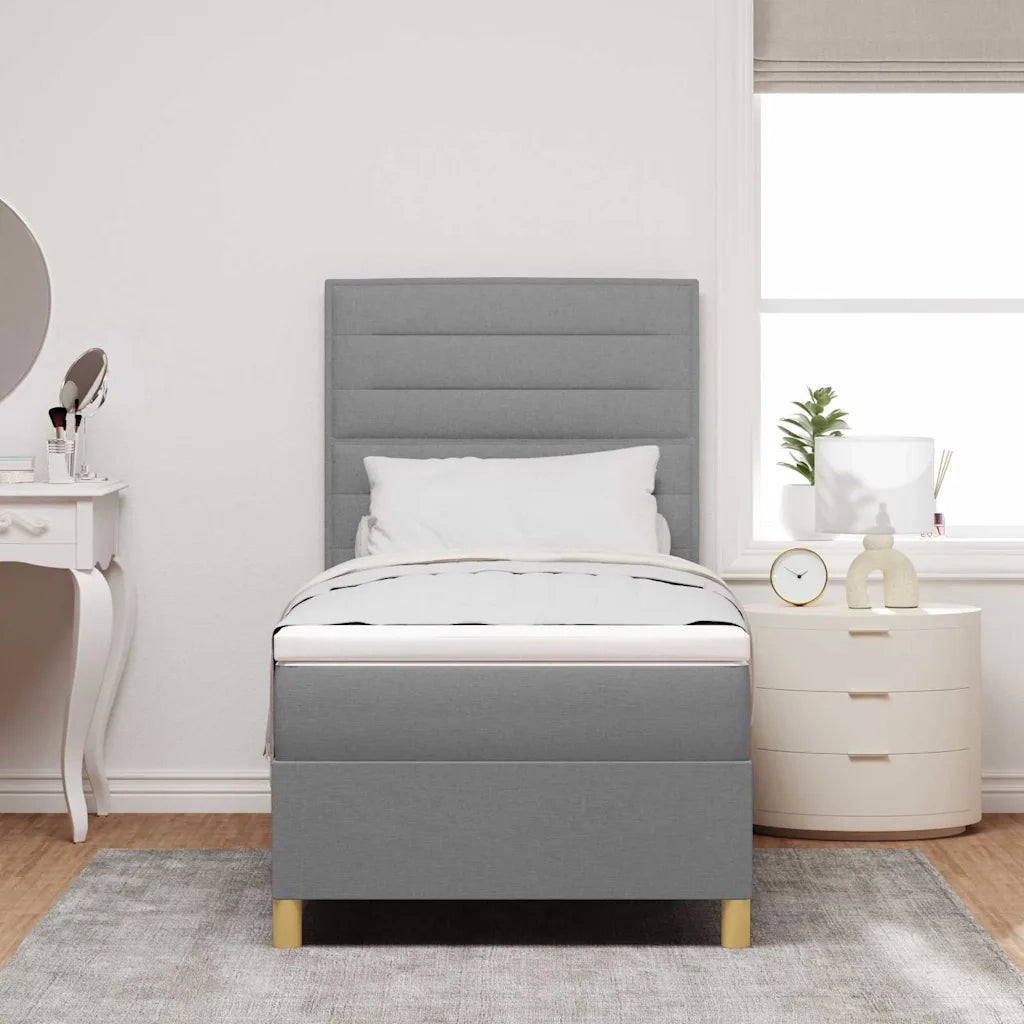 Letto a Sorgente LED Grigio chiaro 100 x 200 cm Tessuto
