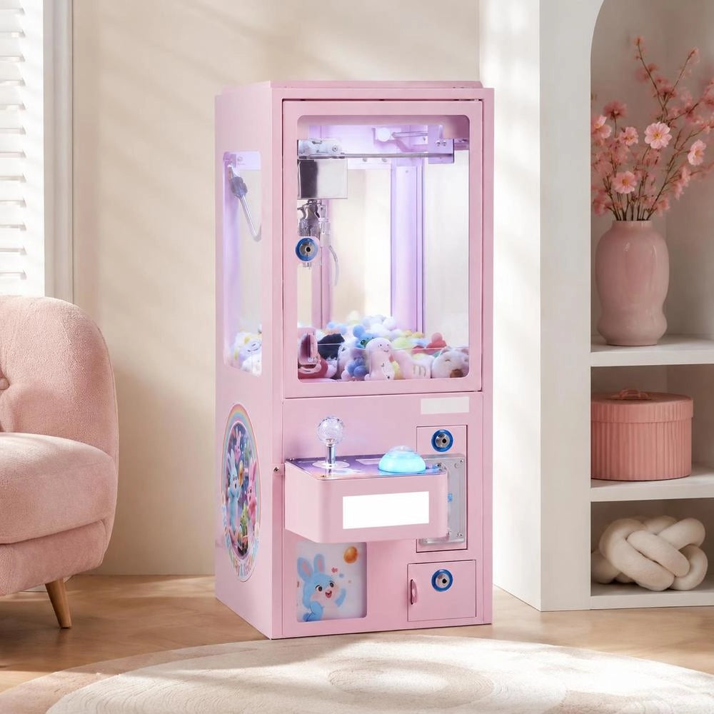 Claw Machine, Medium-sized Gaming Machine With Light & Sound, Precision Steel Claw With Adjustable Handle For Plush Toys, Sales Toy, For Commercial Home Parties & Cinemas, Pink