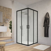 Box doccia angolare 75x75 cm trasparente 4 mm profili neri | Willis