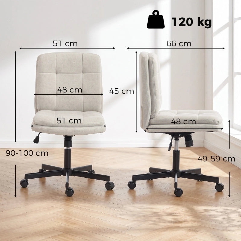 Sedia da ufficio senza braccioli 66 x 51 x 100 cm in poliestere effetto lino grigio chiaro