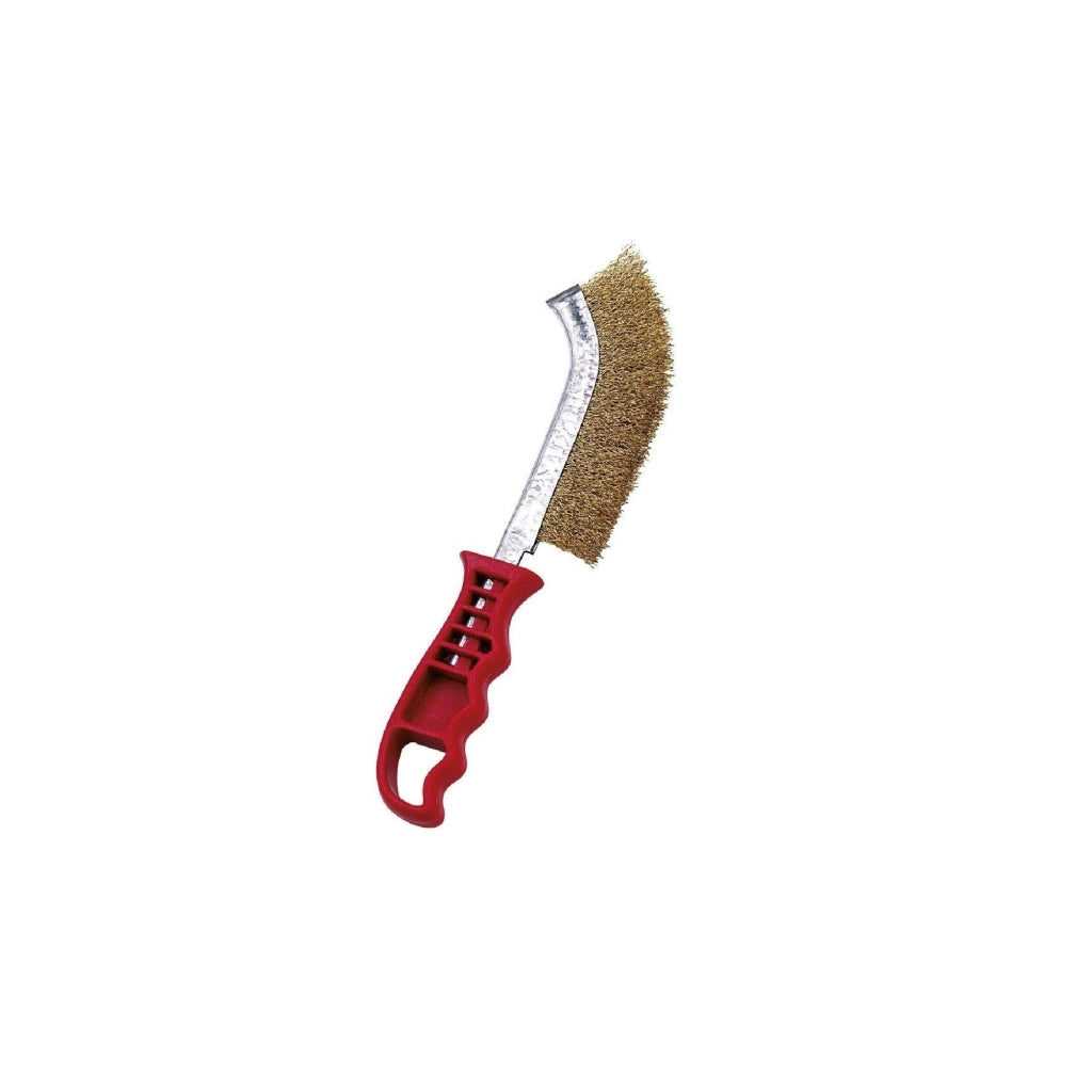 Spazzola curva in filo di acciaio ottonato 27 cm universale ottone per barbecue