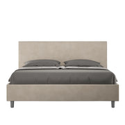 BS COM Letto matrimoniale francese contenitore imbottito 140x200 microfibra sabbia
