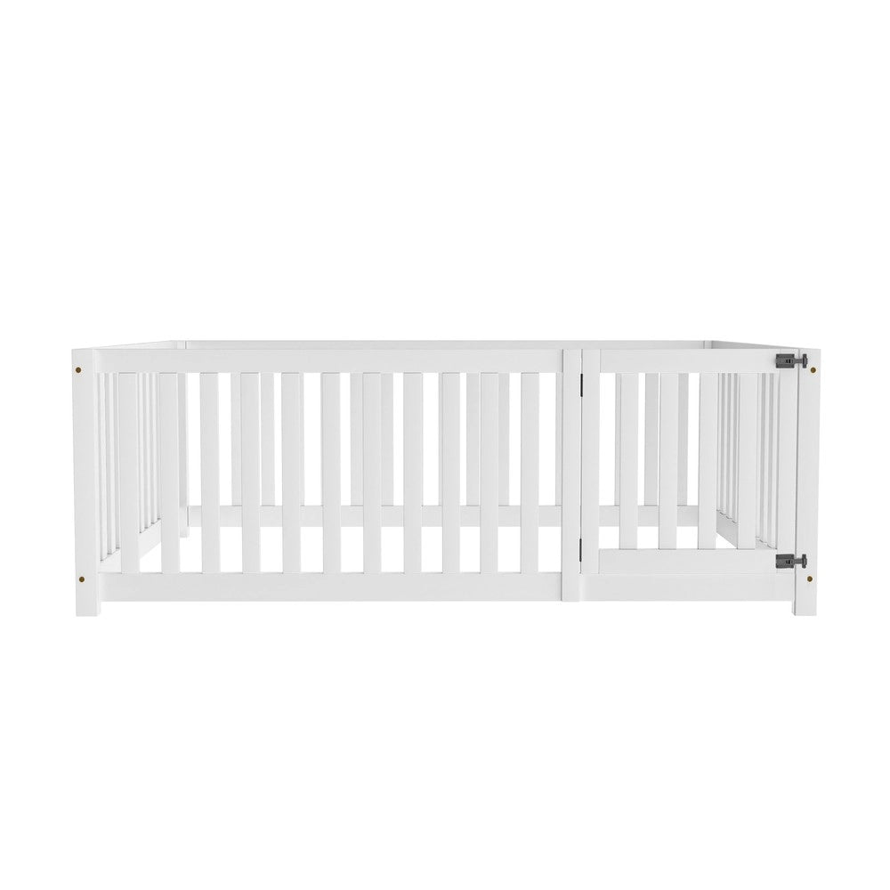 Letto Bambini 140x200 in Legno con Cancelletto e Porta ¨C Xylo ¨C Bianco
