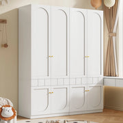 Armadio bianco da 80x50x200 cm con 2 ante, appendiabiti e cassetti a pressione, set da 2 pezzi