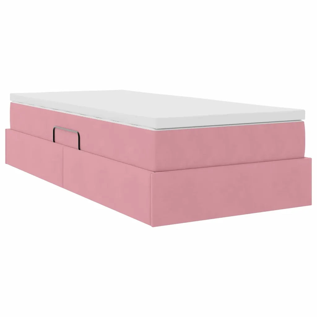 Letto con contenitore e materasso Rosa 90 x 200 cm Velluto 3370280