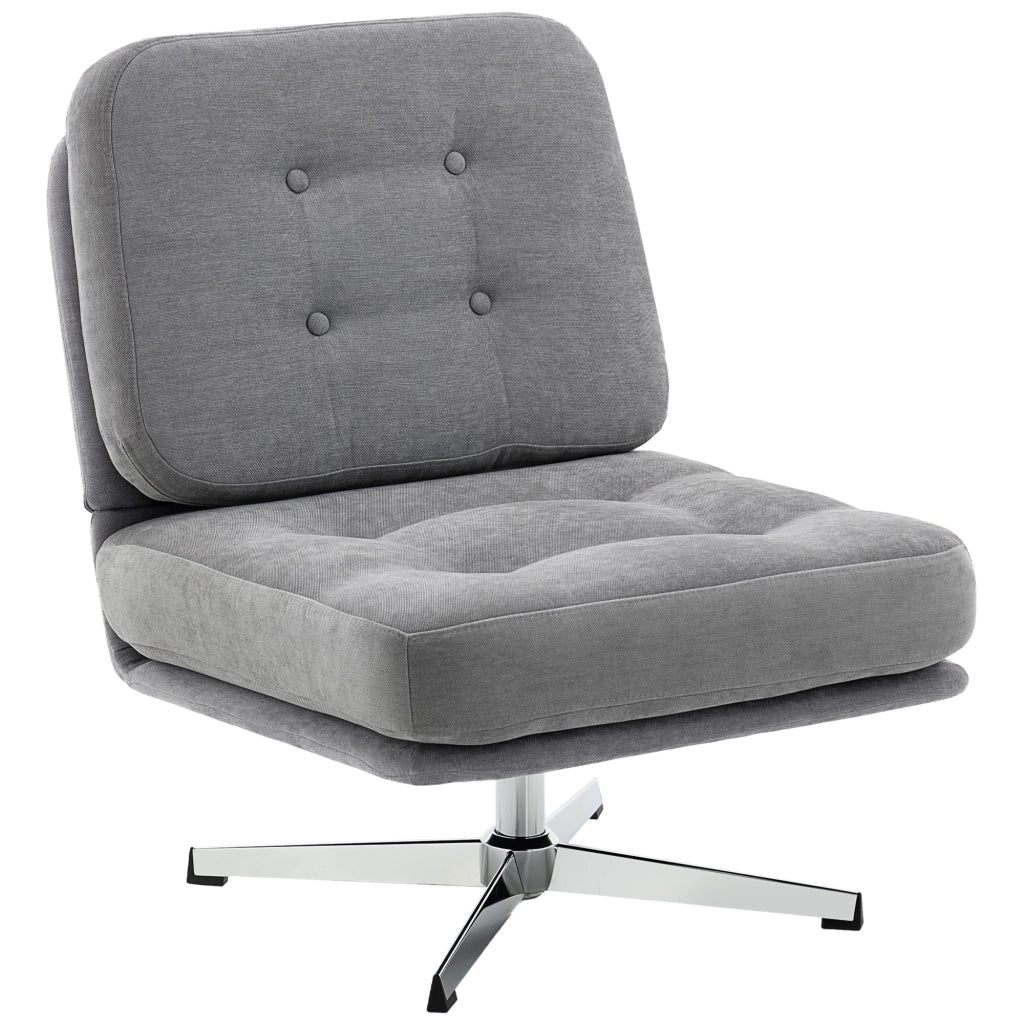 Poltrona girevole imbottita ¨C Xylo ¨C tessuto chenille grigio chiaro con poggiapiedi